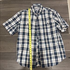Carhartt Navy and White Plaid Button Down Shirt